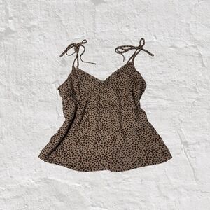 Abercrombie Fitch Tank Top Women Sz M Cheetah Print Camisole Tie Straps Summer